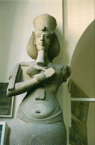 18th dynasty pharaoh Ahkenaten is depicted as having a bizarre elongated gynecoid body shape [pear shaped] with a narrow face and long tapering digits.