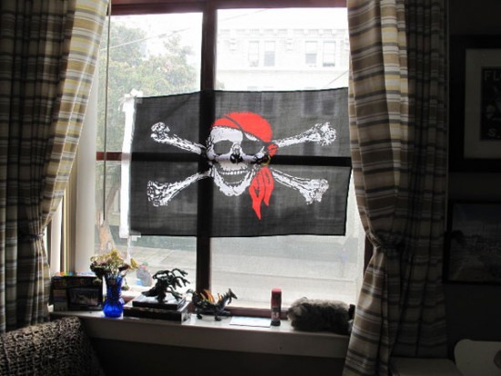 Window with pirate flag, Maitri Compassionate Care