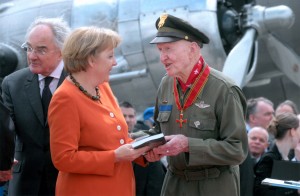 German Chancellor Angela Merkel with Col. Gail Halvorsen