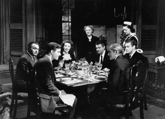 The dinner table as meeting place (still from the 1946 film The Stranger)