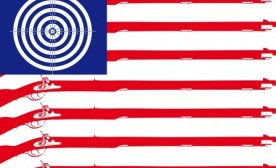 American flag made of guns