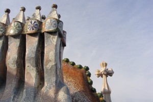 Chimneys on Casa Batllo showing cross
