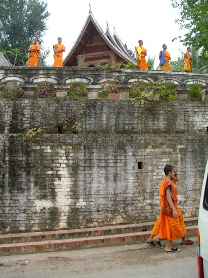 Laos:  Luang Prabang Buddhist monks at Monastery 