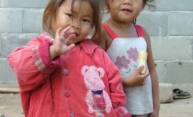 Laos Mekong River Xieng Maen village children by Vincent Ross