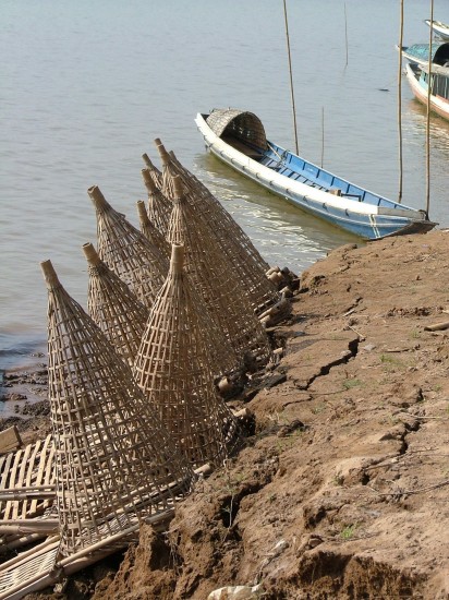Laos Mekong River fish traps at Xieng Maen village by Vincent Ross