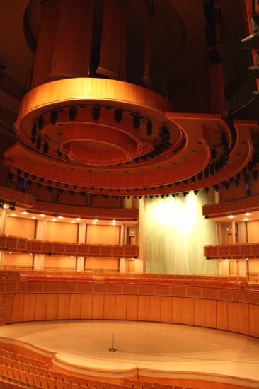 Nautilus acoustic canopy over a stage at the Arsht Centre