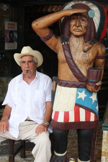Pedro Bello Sr. in front of Cuban Tobacco Cigar Co. in Miami's  Little Havana.