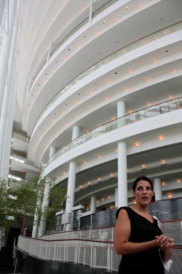 Suzette Espinosa Fuentes in the lobby of the Arsht Centre