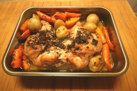 Spatchcocked chicken