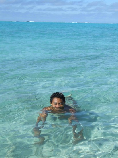 A boy in pristine waters at Salelologa on Savaii Island, Samoa. Photo by Vincent Ross