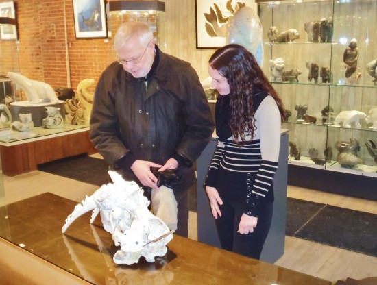 Shopping for Inuit art in Old Montreal.
