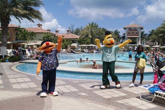 Bert and Ernie by the Beaches pool.