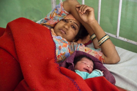 Mother with her new born under Care of Vatsalya Managed Urban Reproductive and Child Health Centre