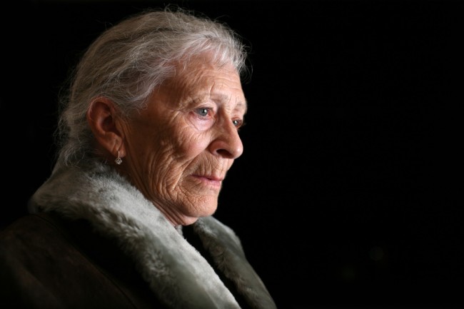 A senior woman contemplating