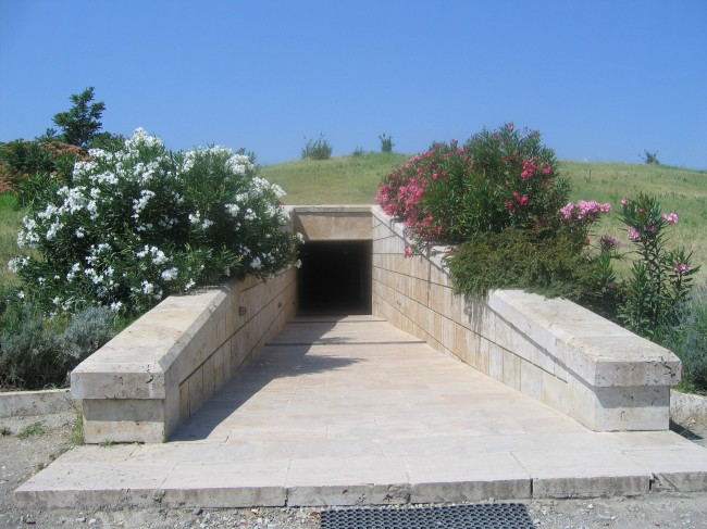 The entrance to the "Great Tumulus" Museum at Vergina.