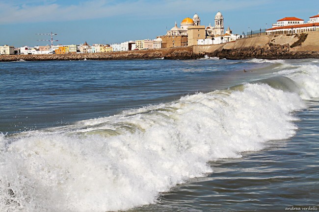 View from the beach close to the center of Cadiz
