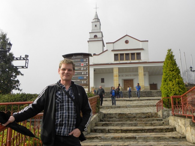 The author and church at Montserrat