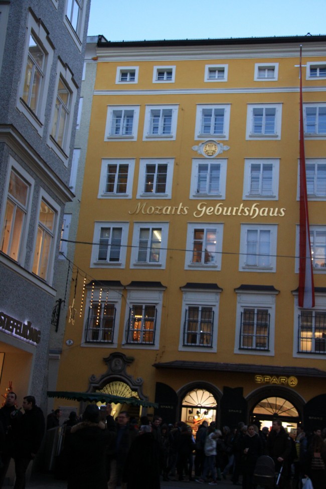 The entrance to Mozart’s Geburtshaus (birth home). The Mozart family lived on the third floor.