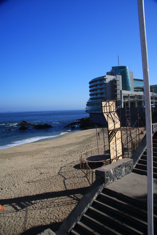 Sheraton Miramar Hotel, Vina Del Mar, built on an outcropping of bedrock. We were woken up at 1.30 a.m. when the first of the two earthquakes struck.