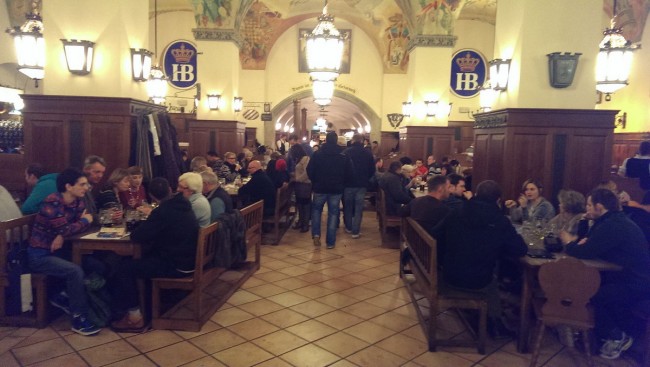 Entrance to the first beer hall in the Hofbrauhaus.