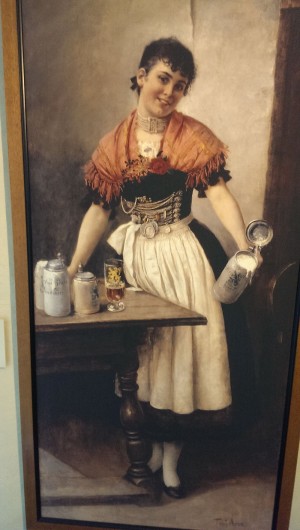 Keeping with tradition current beer servers in Munich’s major beer halls still wear traditional Bavarian dress of two centuries ago.