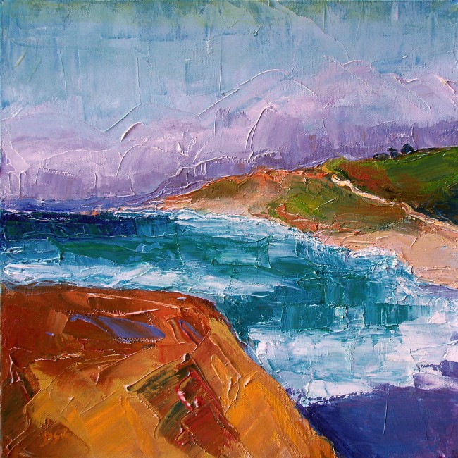 “Coastal Feeling” © Debbi Smith Rourke<br />Oil on canvas 12”x12”