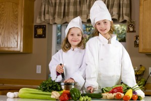 Cute kids preparing a meal
