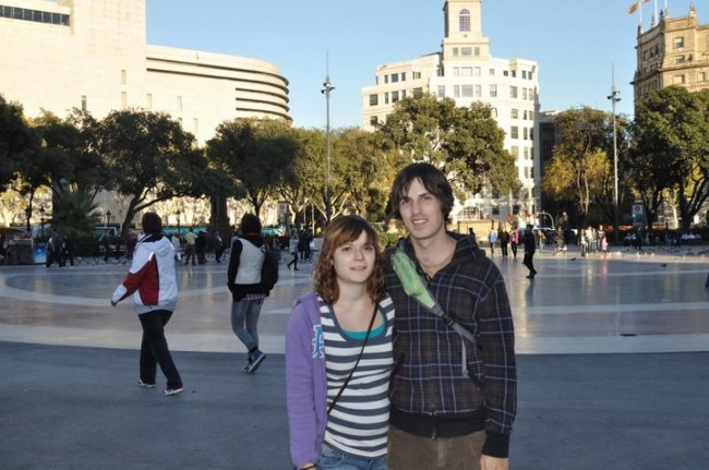 Andrew with Silvia in Barcelona.