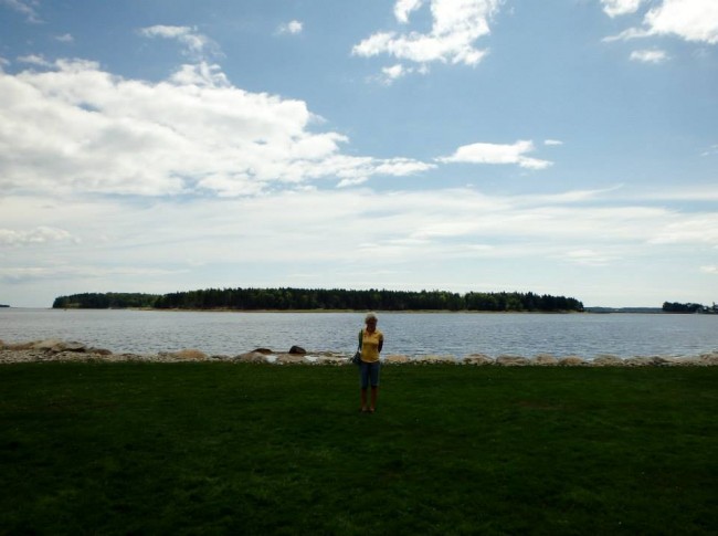 co-author Carla DiGiorgio with Oak Island in background