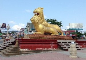 The Golden Lions Roundabout in Sihanoukville