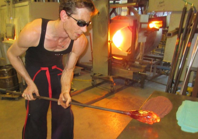 Eric Davy, glassblower makes a funeral urn