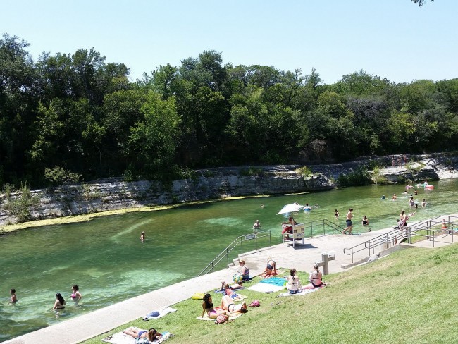 Barton Springs community swimming pool in Austin, TX