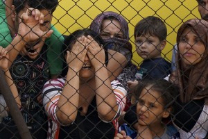Women and children among Syrian refugees at the platform of Budapest Keleti railway station. September 4, 2015