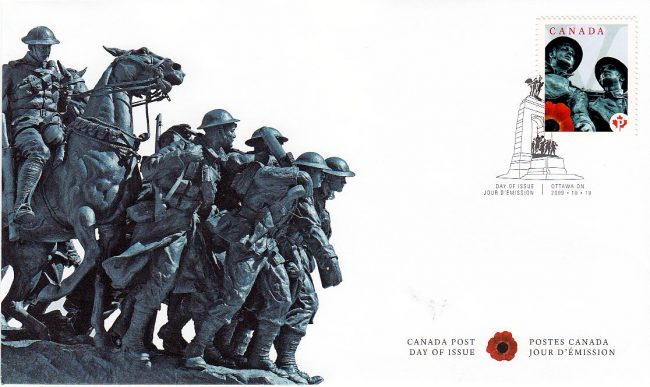 Canada's National War Memorial honoured on a stamp.