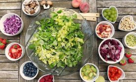 Salad, fruits and berries